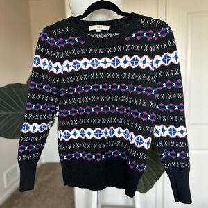LOFT Colorblock Fair Isle Sweater